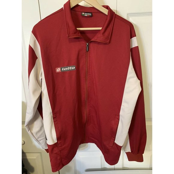 Lotto Men’s Sz L Soccer Track Jacket Red/White Full Zip Italian Sport Design - Picture 3 of 10